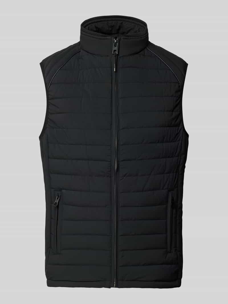Kamizelka pikowana ze stójką i kieszeniami zapinanymi na zamek błyskawiczny