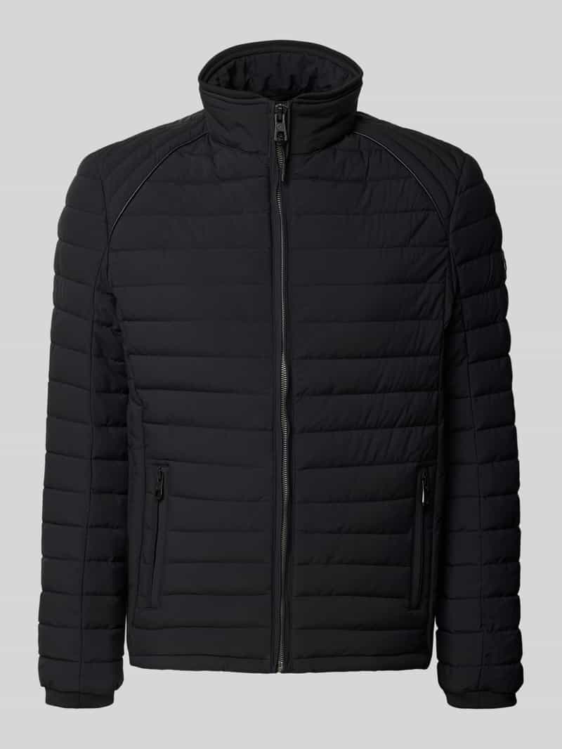 Kurtka pikowana ze stójką i kieszeniami zapinanymi na zamek błyskawiczny