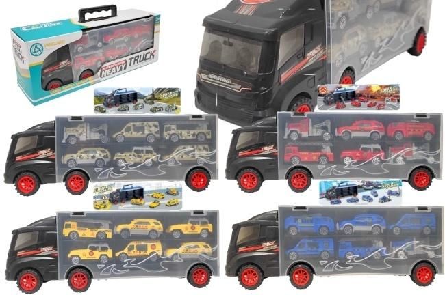 Ciężarówka 32cm z 6 autami Mix - zabawka