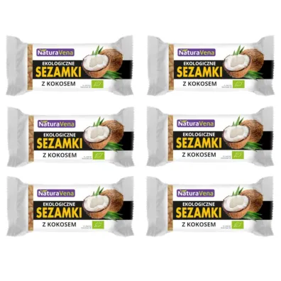 NaturaVena Sezamki z kokosem Zestaw 6 x 27 g Bio