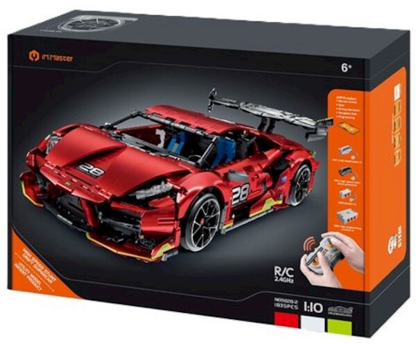 Klocki RC super auto 1:10 czerwone - 1835 elementów