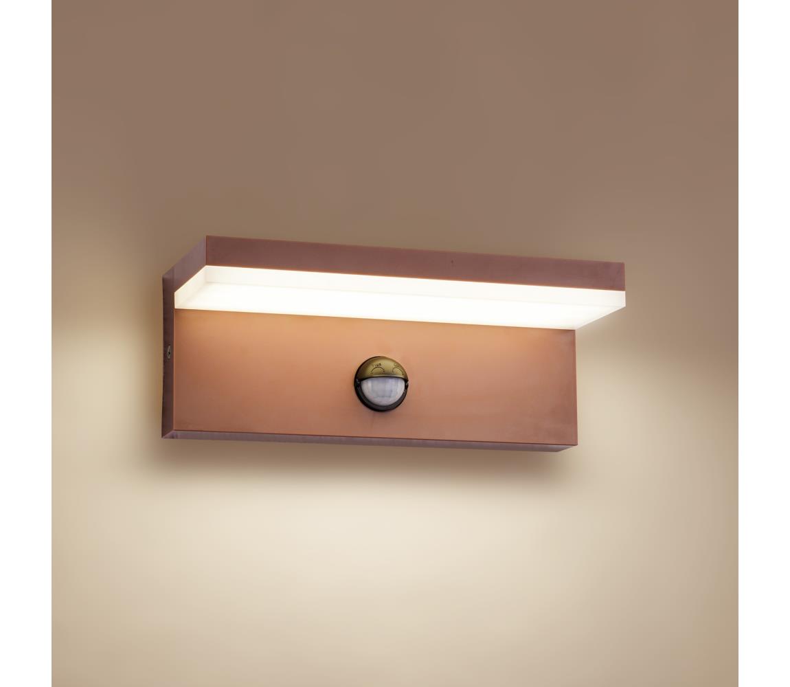 Brilagi-LED Kinkiet zewnętrzny z czujnikiem TESSI LED/10W/230V brązowy IP54