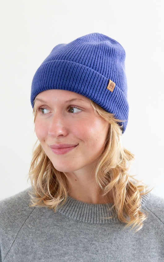 GAZELA RWS - Lekka Czapka Chabrowy 100% Wełna Merino RWS