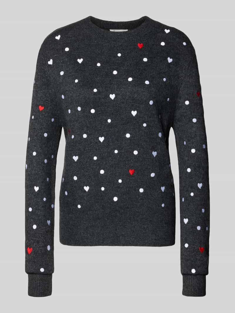 Sweter z dzianiny o kroju regular fit z haftami