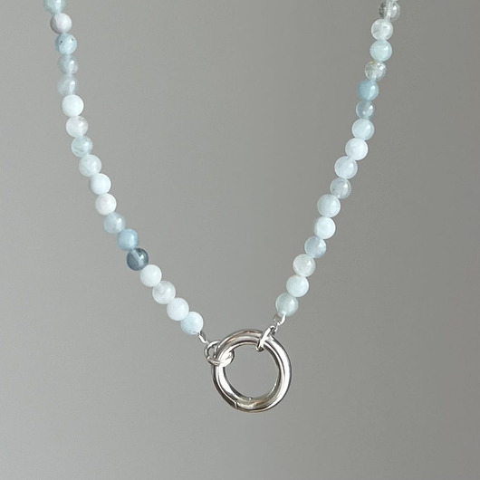 Naszyjnik ZAPIĘCIE KOŁO akwamaryn OCEAN kamienie naturalne niebieski