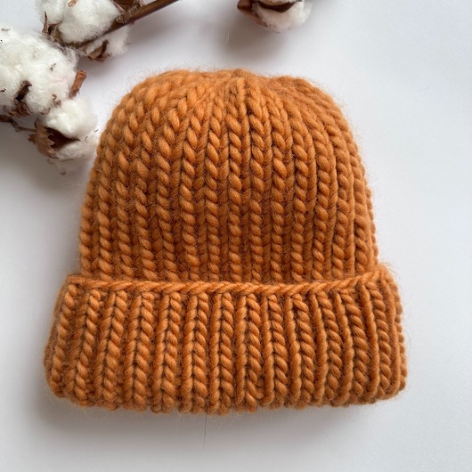 Czapka wełniana oversize - kolor kurkuma