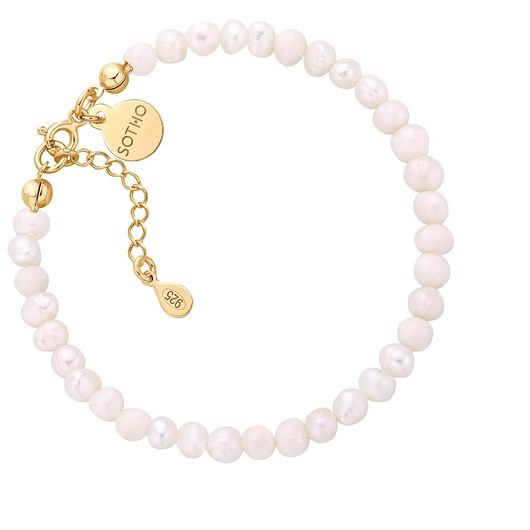 Bransoletka z pereł naturalnych wykończona żółtym złotem