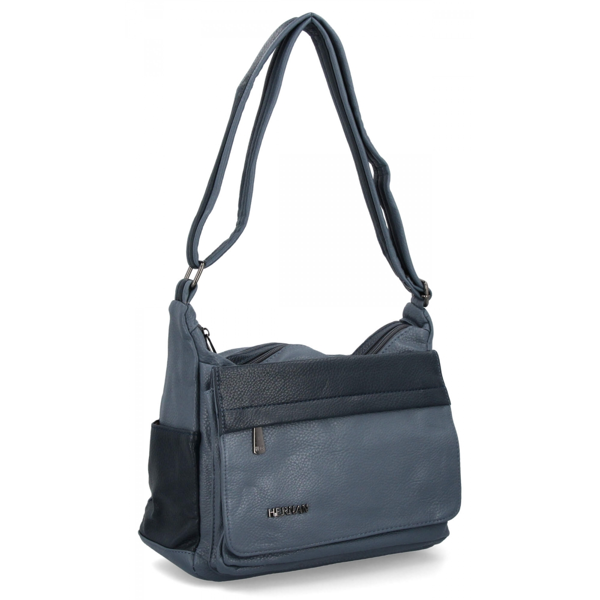 Torebka Damska Listonoszka 2 Komory firmy Hernan 0677-1 Jasno Niebieska/Granat
