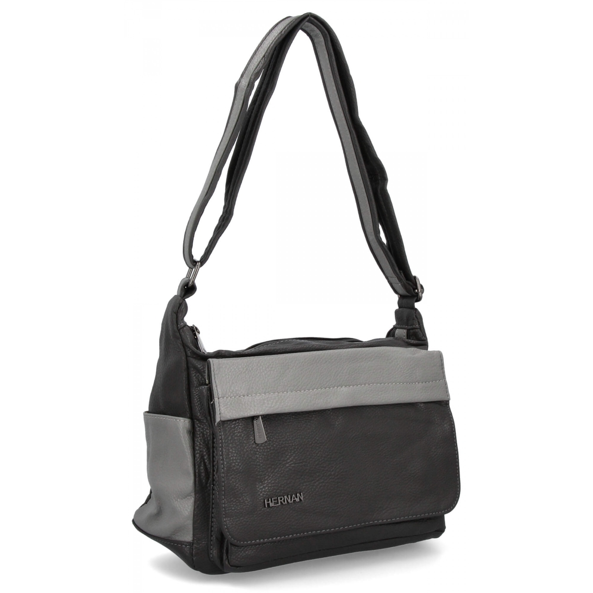 Torebka Damska Listonoszka 2 Komory firmy Hernan 0677-1 Szara/Jasno Szara