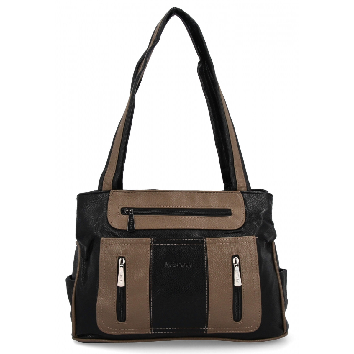Torebka Damska Shopper Bag firmy Hernan 3892-1 Czarna/Ziemista