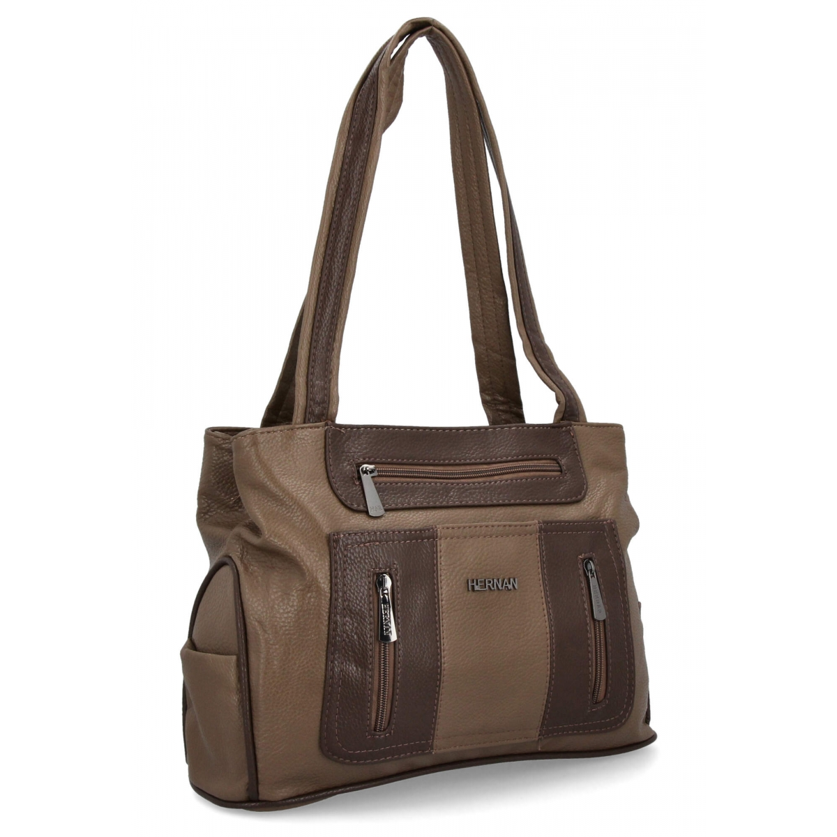 Torebka Damska Shopper Bag firmy Hernan 3892-1 Ziemista/Czekolada