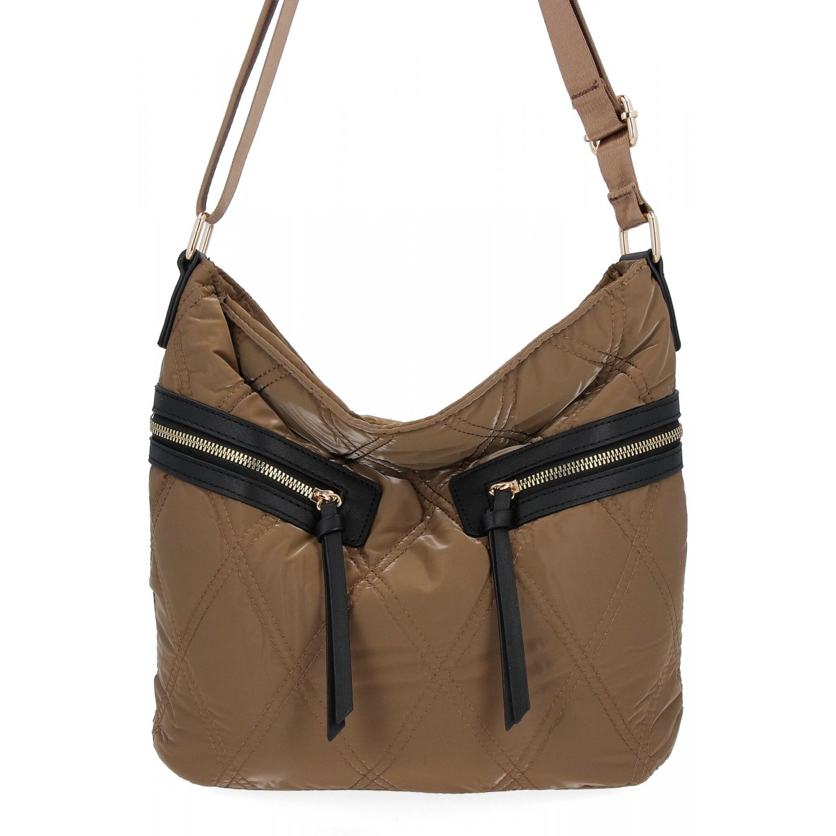 Pikowana Torebka Damska Listonoszka firmy Herisson 1252L80141 Ciemno Beżowa