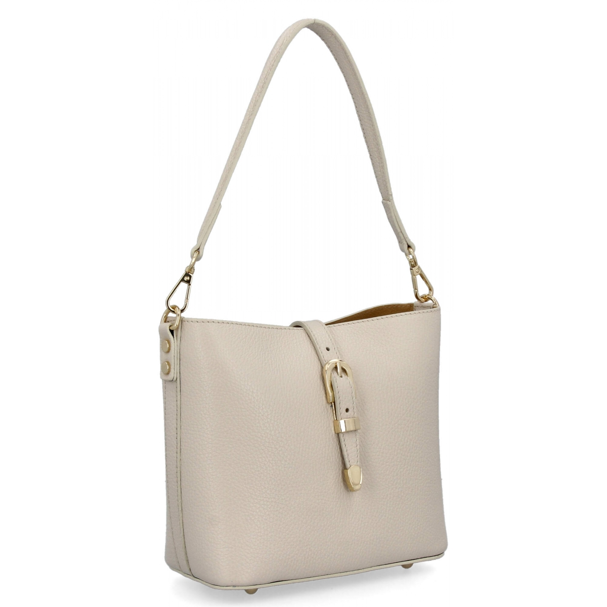 Elegancka Torebka Skórzana Listonoszka 3 Komory 573 Beżowa