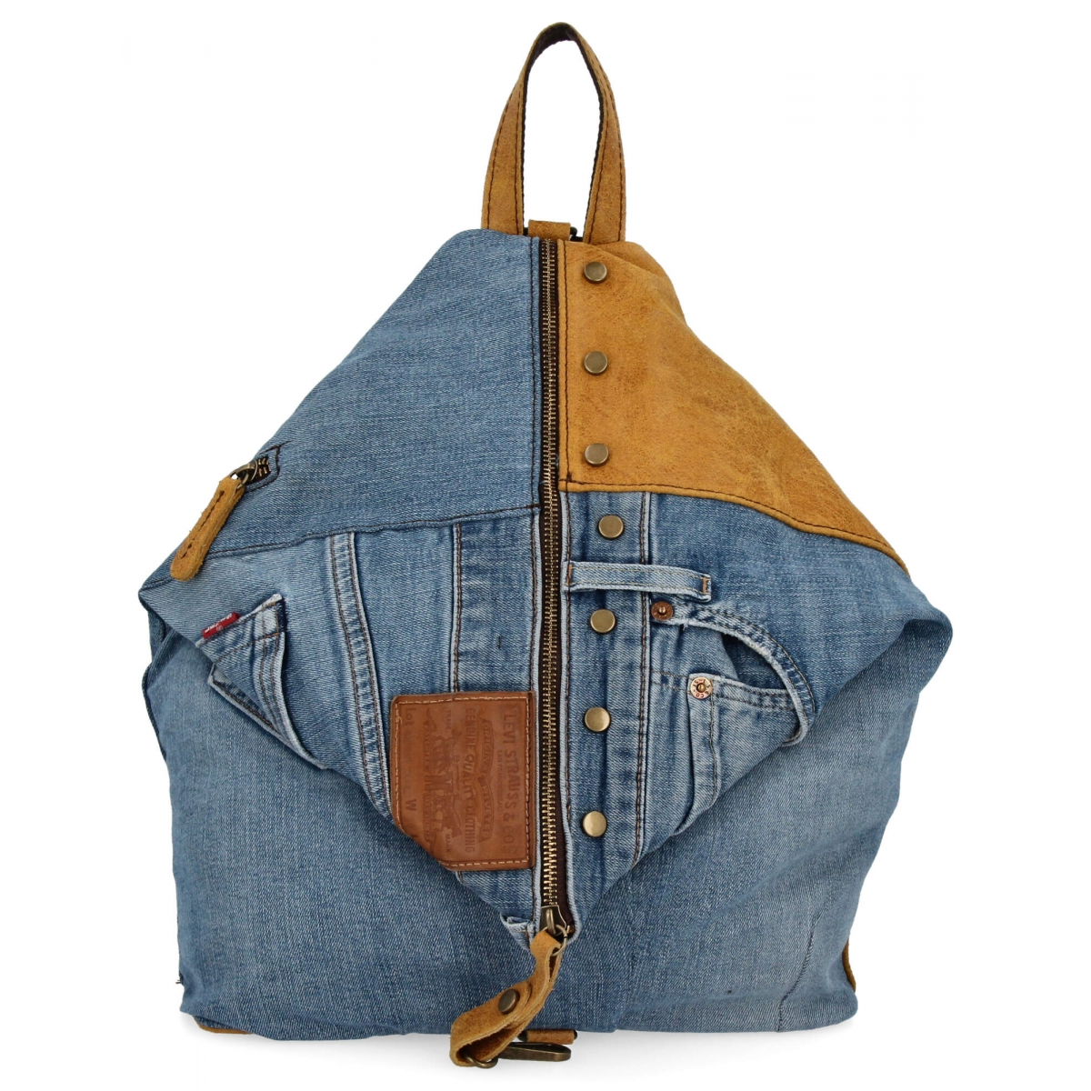 Modny Plecak Damski w Rozmiarze XL 5883 Rudy/Jeansowy