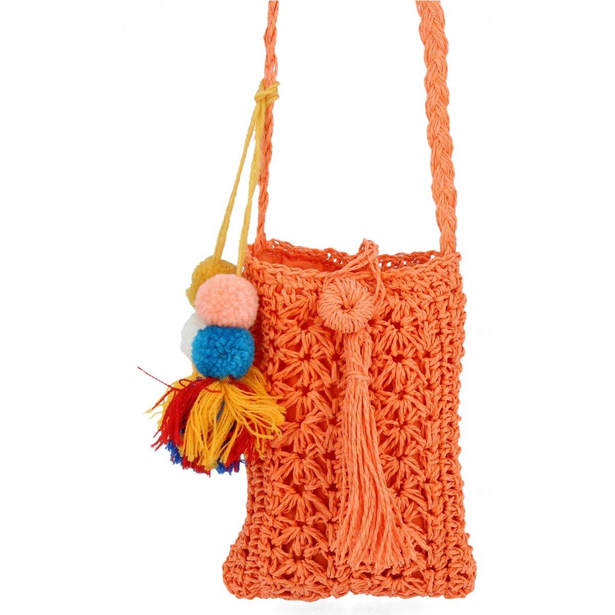 Ratanowa Torebka Damska Mała Listonoszka David Jones YQ-59 Koralowa