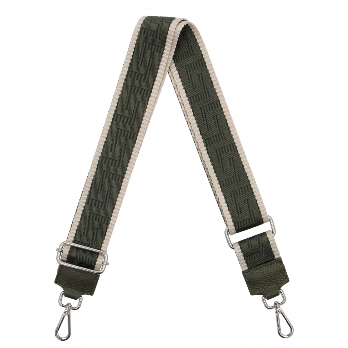 Modny Pasek Do Torebki Geometric PA005 Zielony/Beżowy