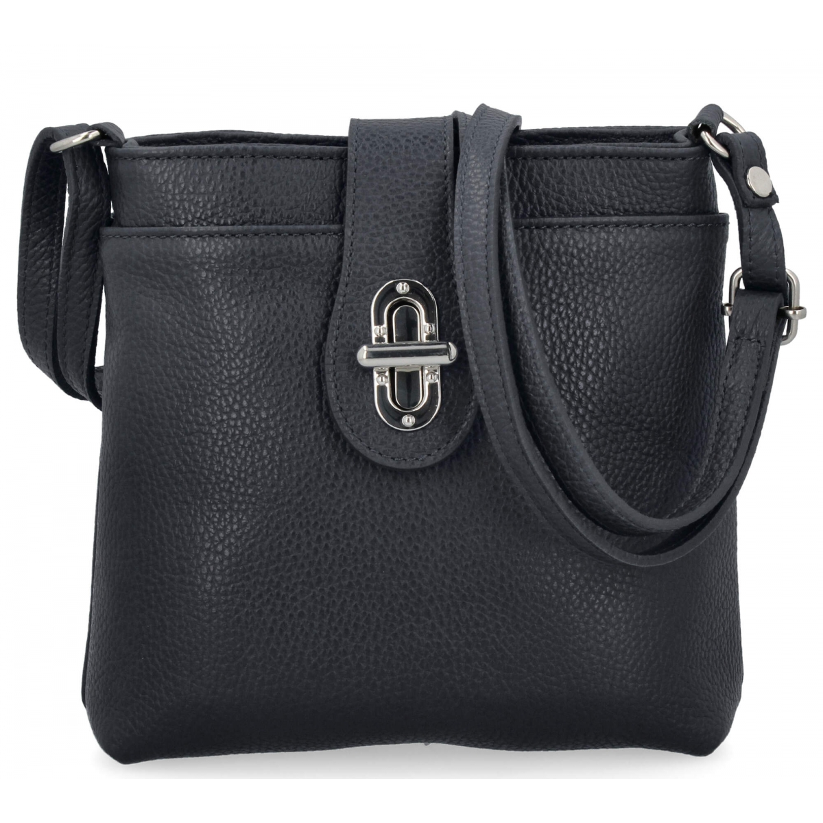 Elegancka Torebka Skórzana Włoska Listonoszka 201 Czarna