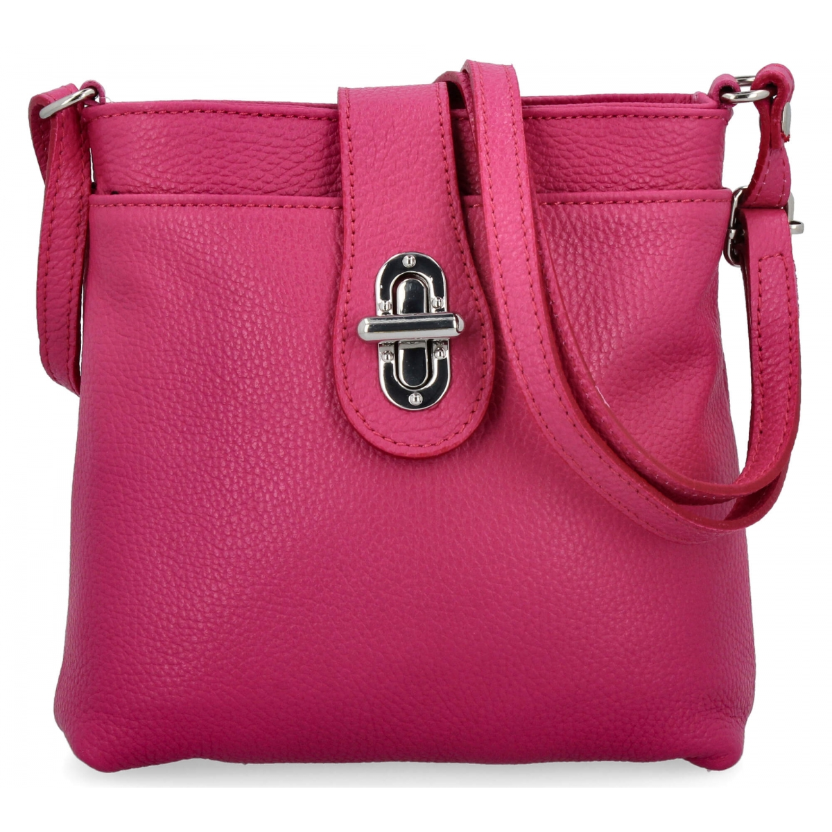 Elegancka Torebka Skórzana Włoska Listonoszka 201 Fuksjowa