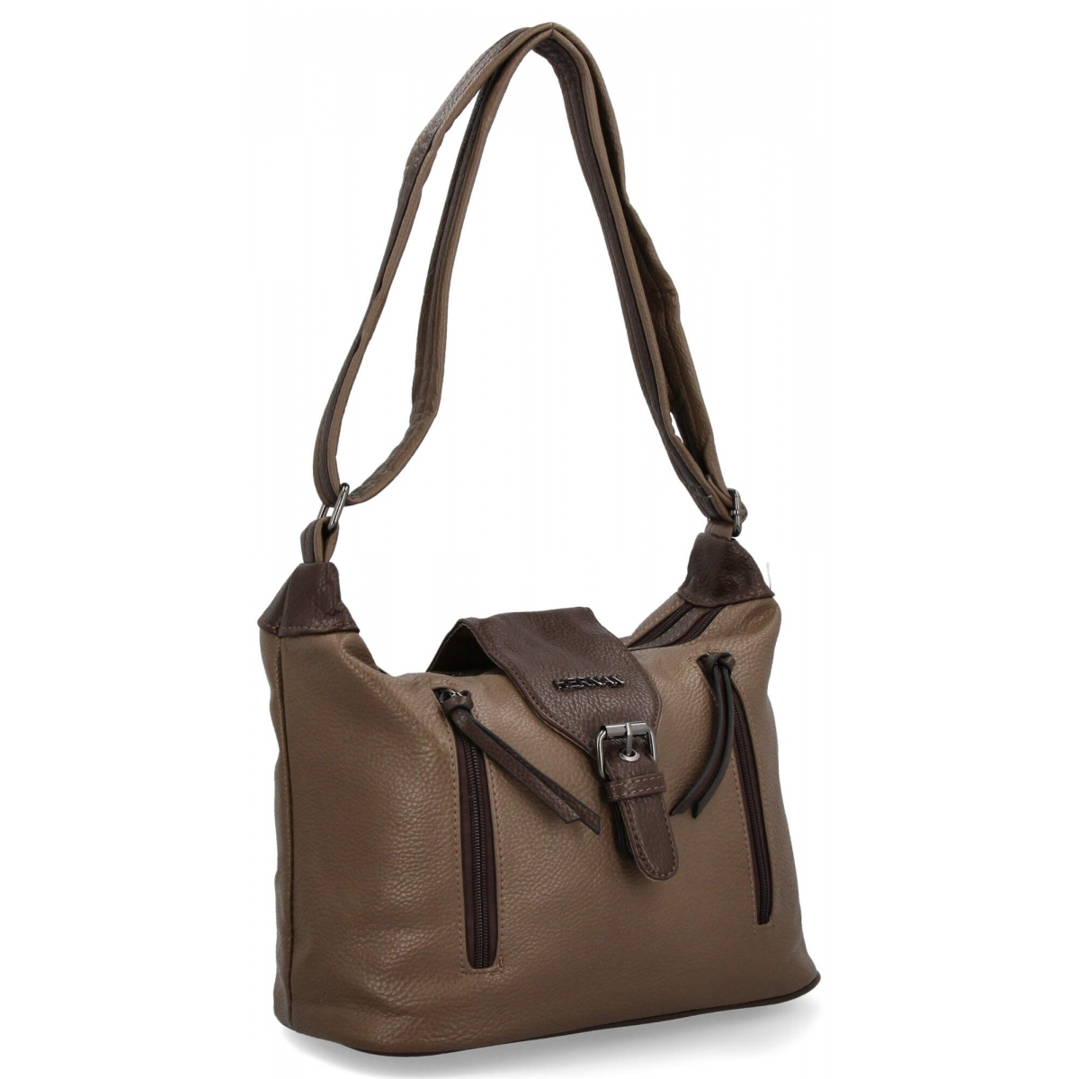 Torebka Listonoszka 2 Komory firmy Hernan 2357 Ziemista/Czekoladowa