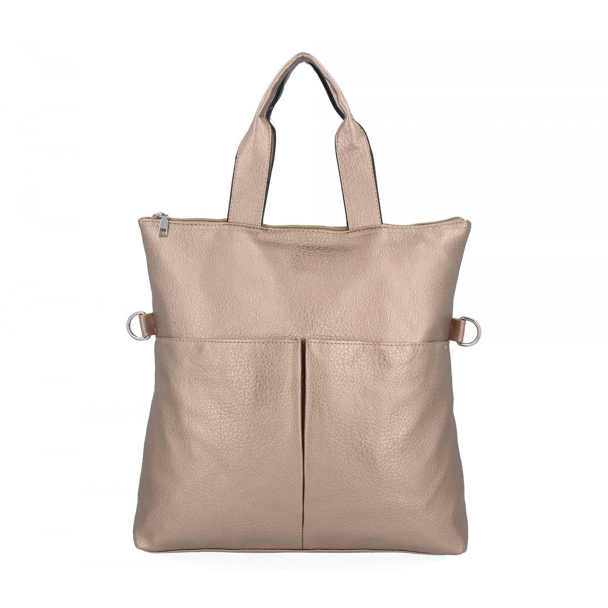 Torebka Damska Shopper Bag XL firmy Hernan HB0362 Stare Złoto
