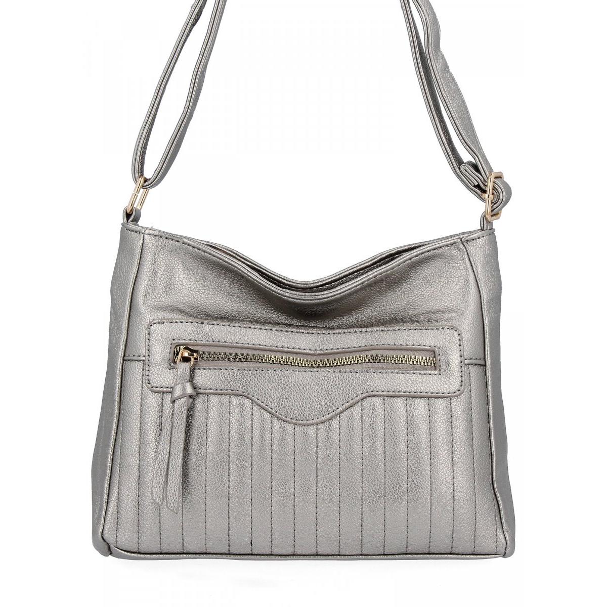 Uniwersalna Torebka Damska Listonoszka firmy Herisson 1052L2089 Ciemno Srebrna