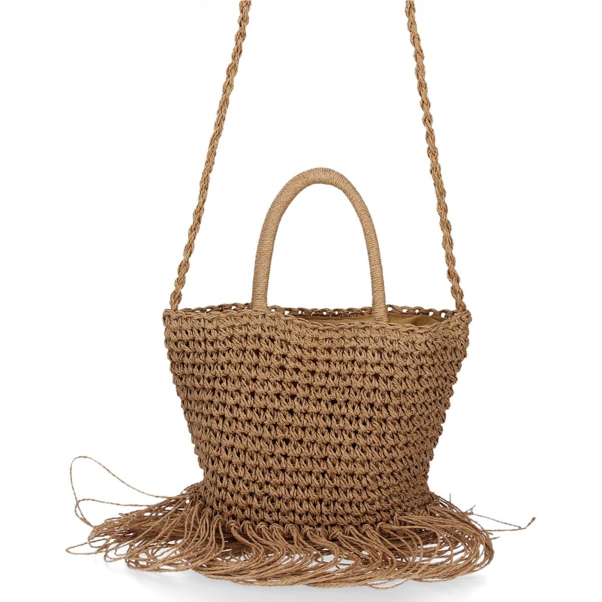 Ratanowa Torebka Damska Listonoszka firmy David Jones Ciemno Beżowa