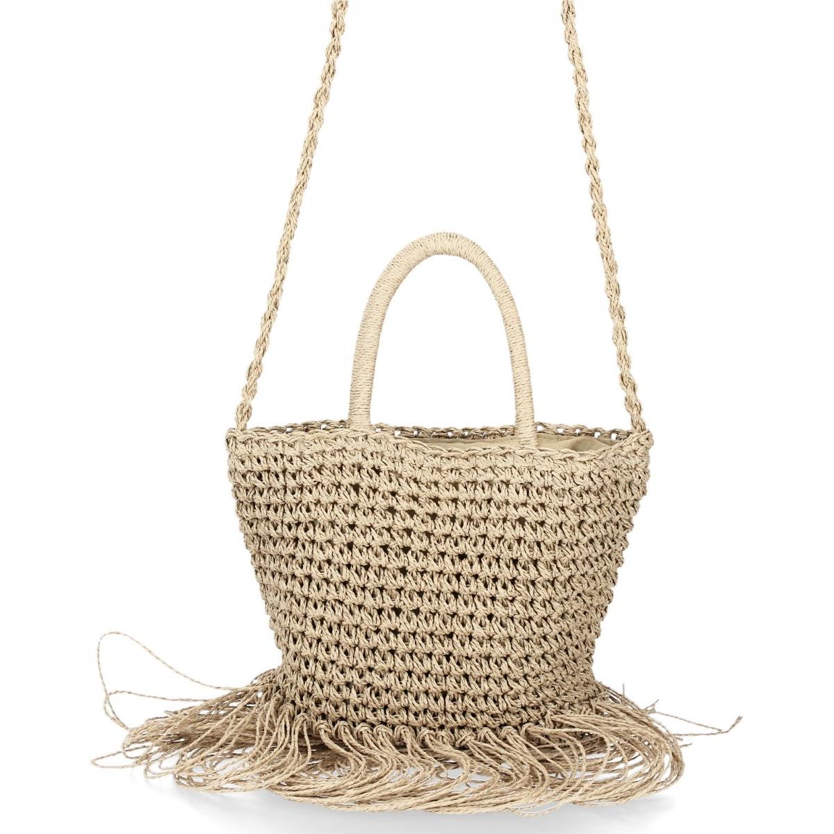 Ratanowa Torebka Damska Listonoszka firmy David Jones Beżowa