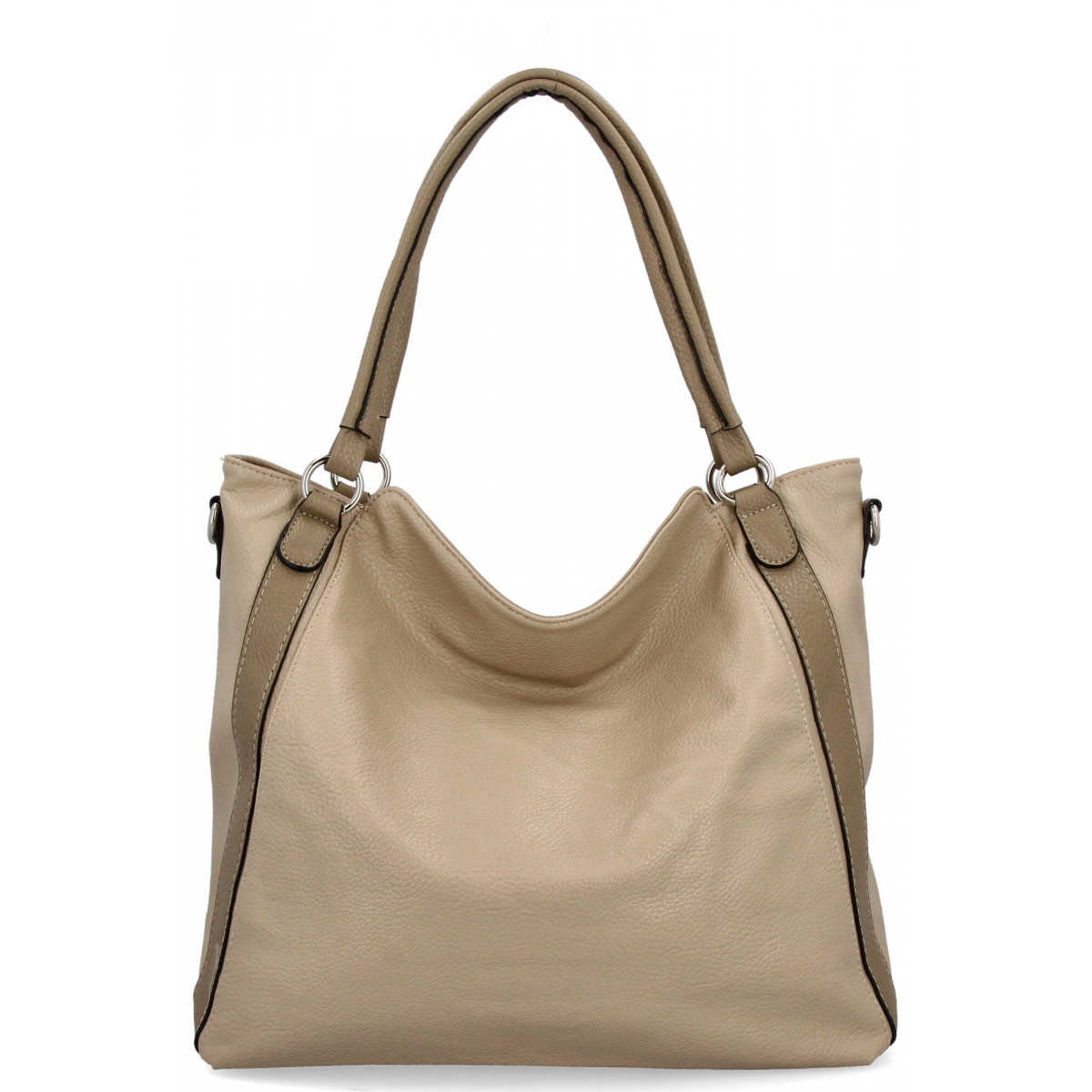 Torebka Damska Shopper Bag XL firmy Hernan HB0337 Ciemno Beżowa/Ziemista