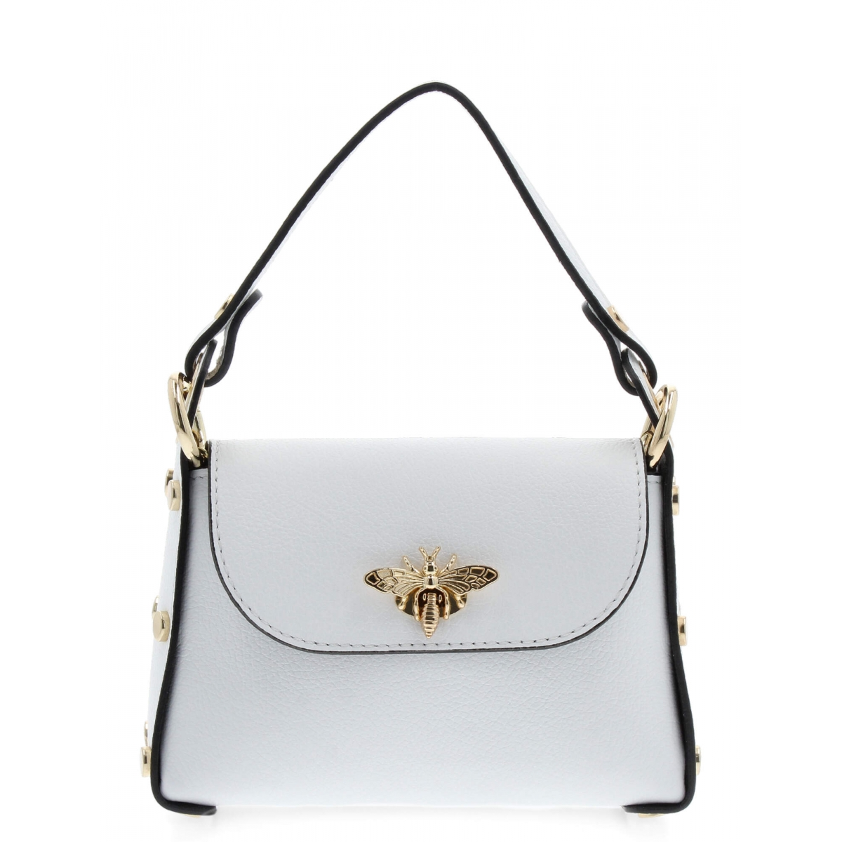 Modna Torebka Skórzana Włoska Listonoszka 845 Biała