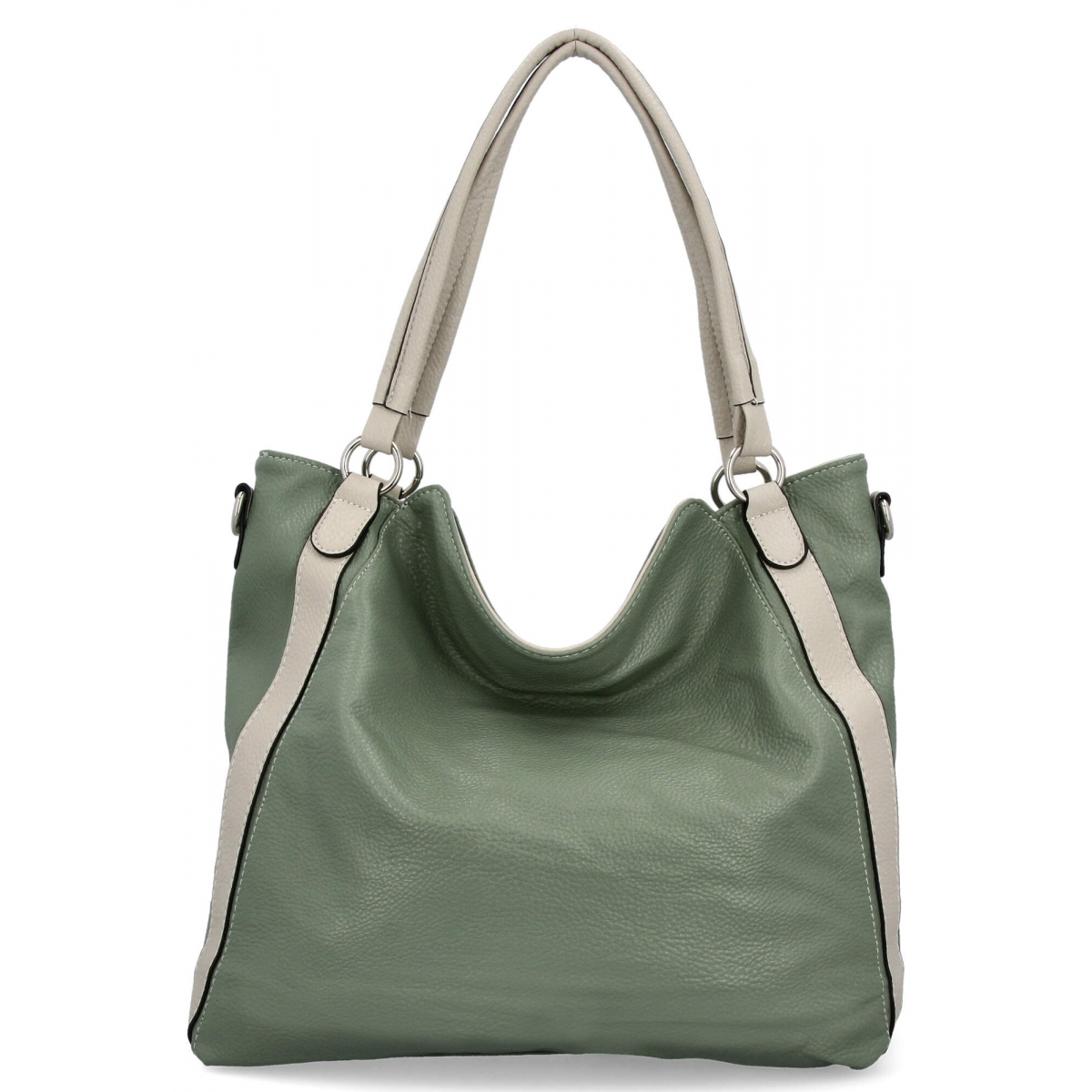 Torebka Damska Shopper Bag XL firmy Hernan HB0337 Jasno Zielona/Beżowa