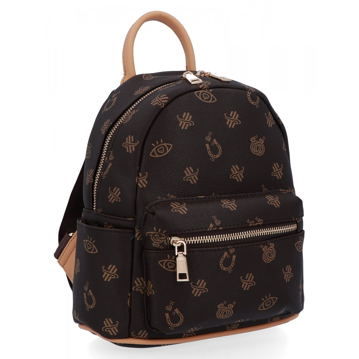 Modny Plecaczek Damski firmy Herisson 1552H520 Czekoladowy/Ciemno Beżowy