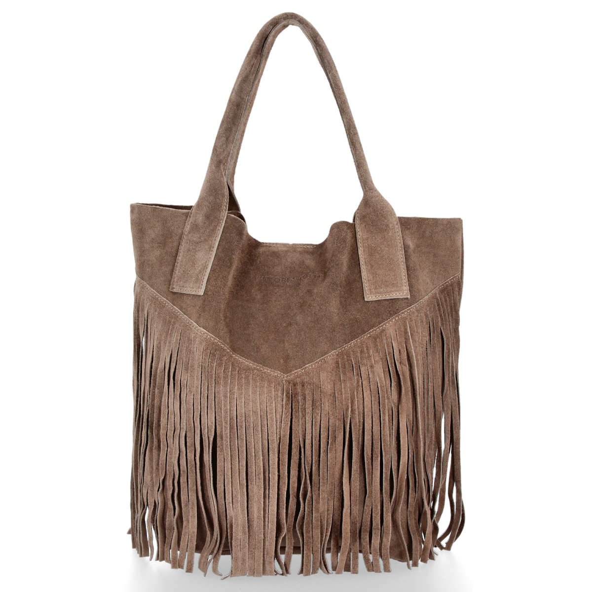 Firmowy Włoski Shopper w stylu Boho Vittoria Gotti Ziemista