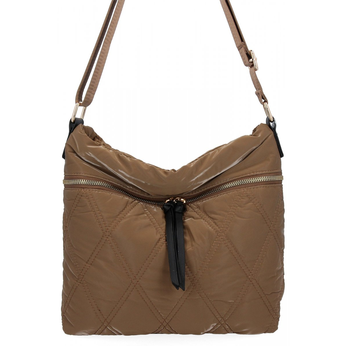 Pikowana Torebka Damska Listonoszka firmy Herisson 1252L80137 Ciemno Beżowa