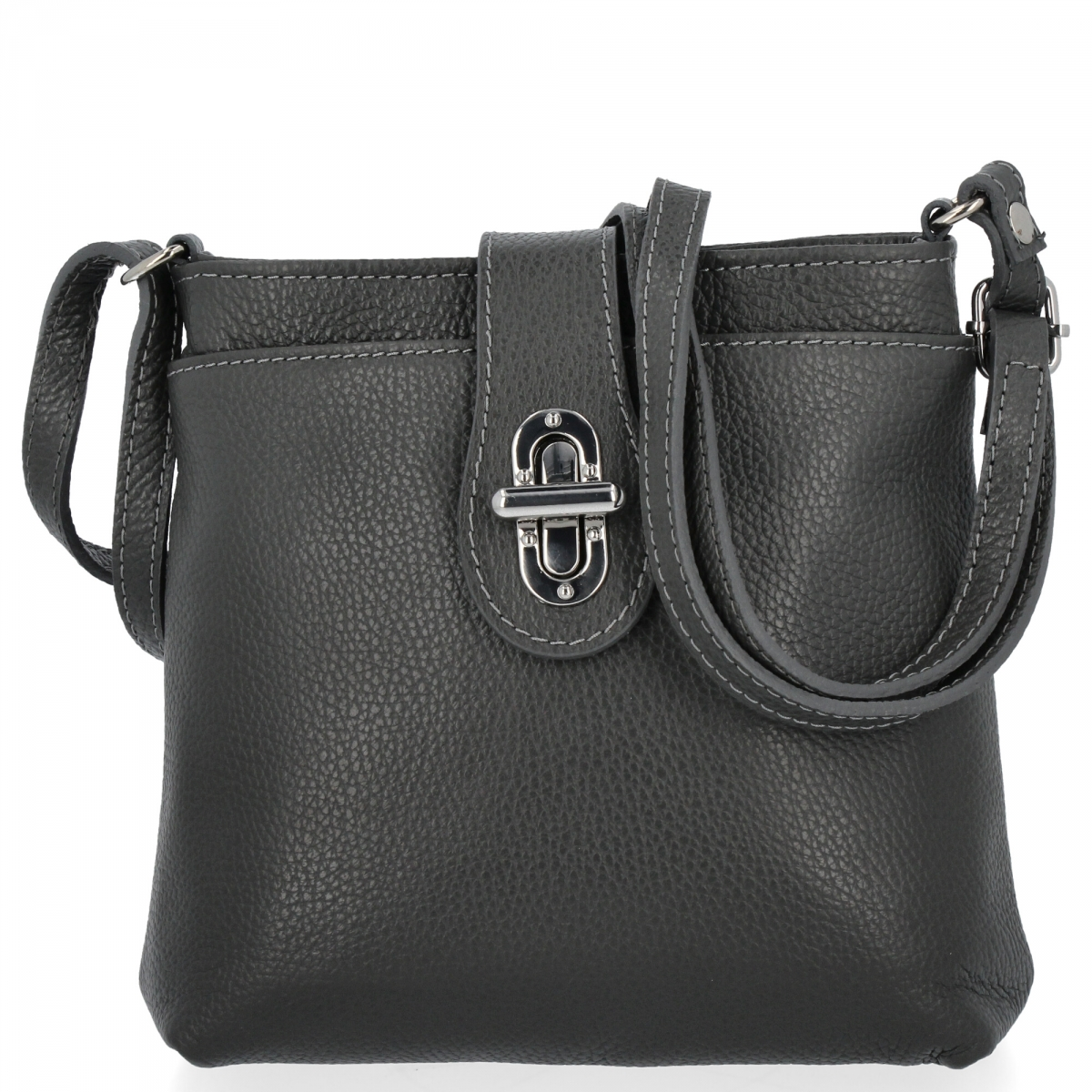 Elegancka Torebka Skórzana Włoska Listonoszka 201 Szara