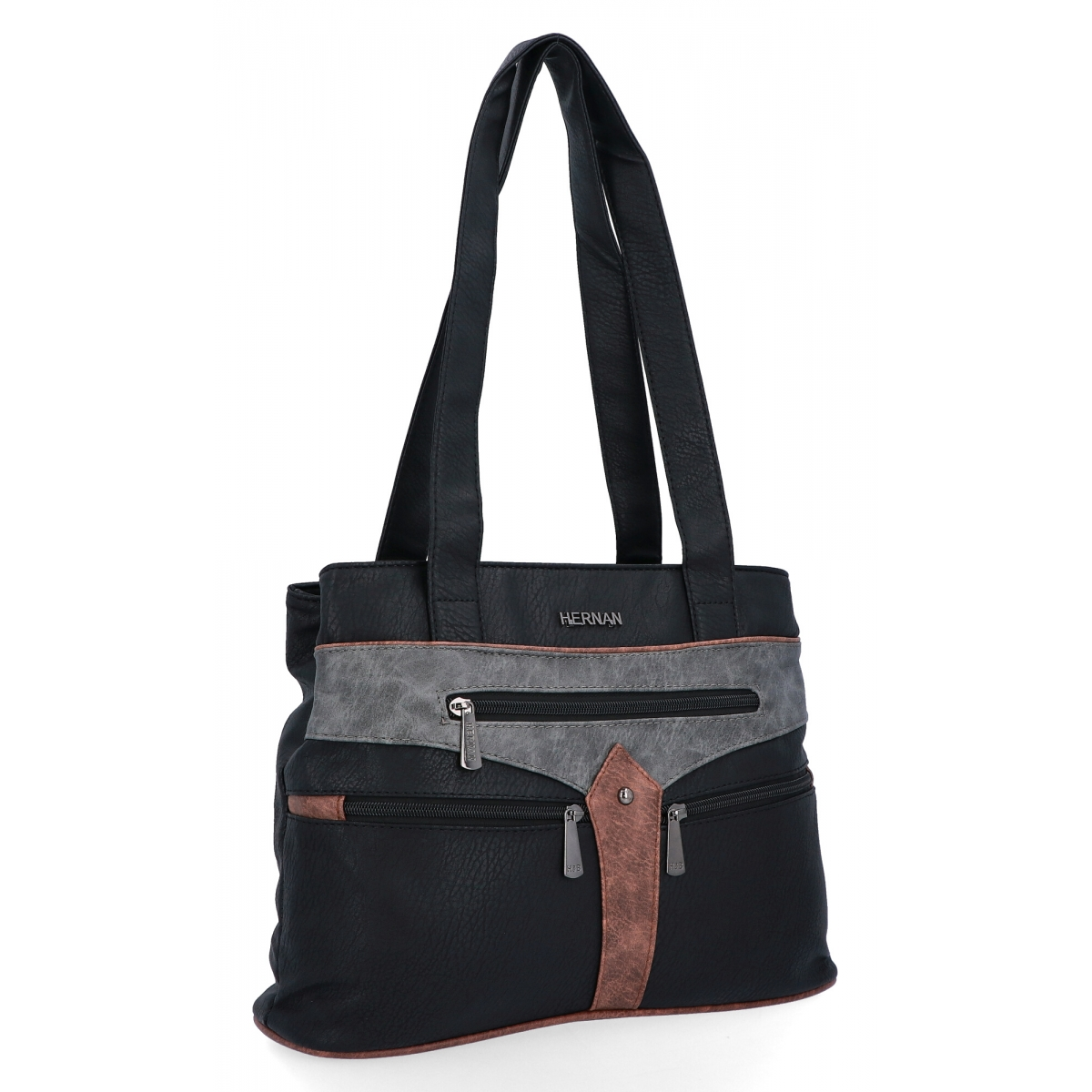 Torebka Damska Shopper Bag firmy Hernan 8006-1 Czarna/Szara