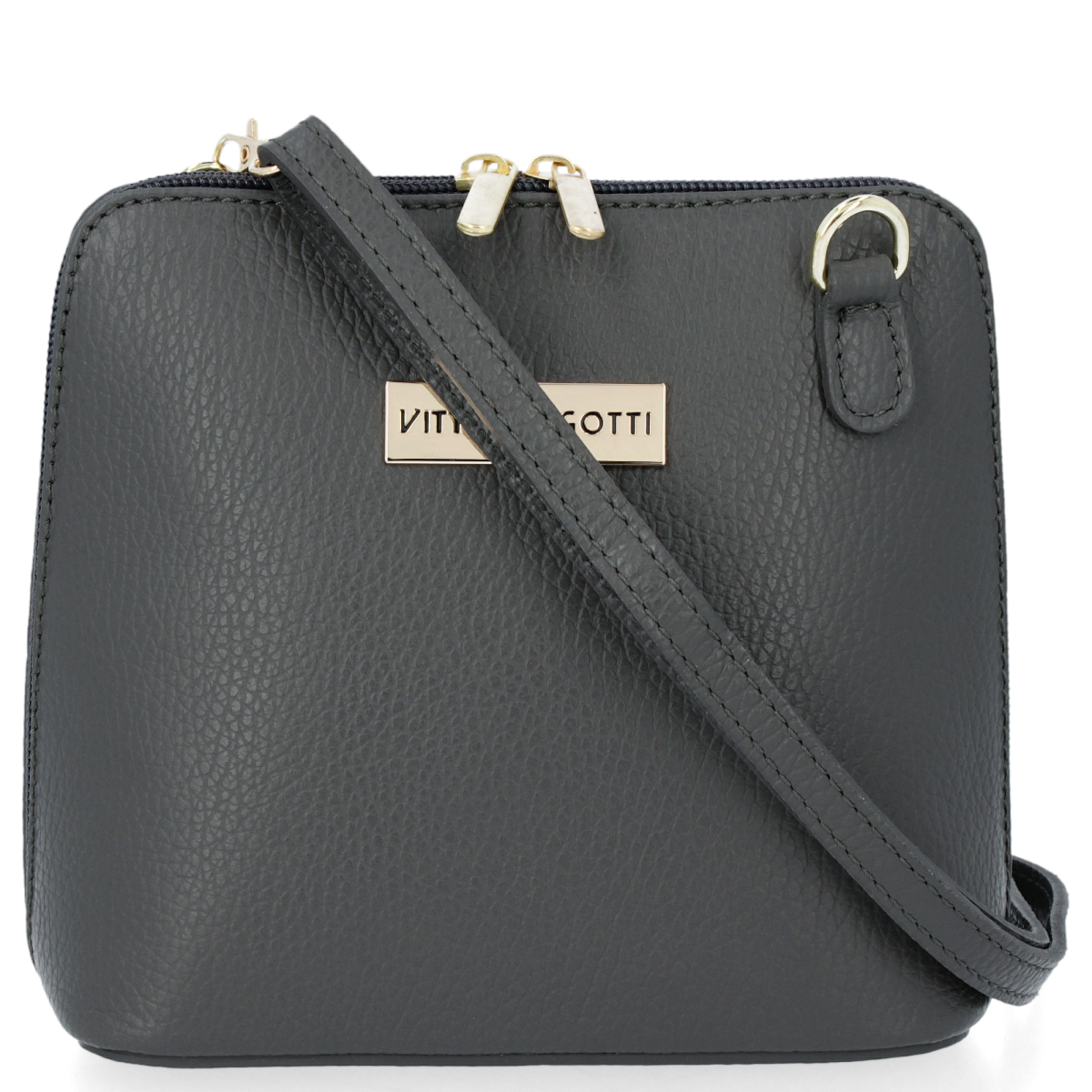 Mała Torebka Skórzana Elegancka Listonoszka firmy Vittoria Gotti Szara
