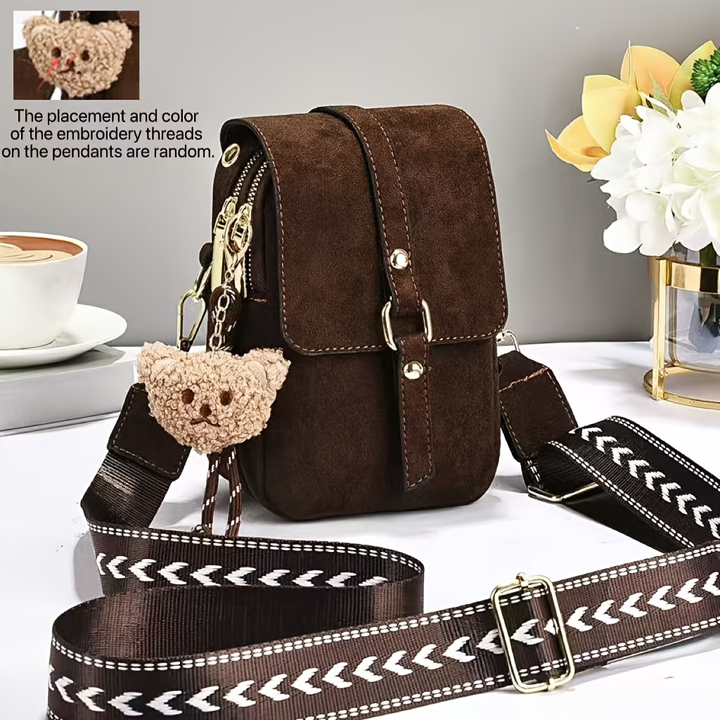 TEMU Sztuczna Torba na Ramię - Wielowarstwowa Torebka z Zamknięciem na Zamek i Złotymi Elementami, Elegancka Mini Portmonetka na Telefon, Portfel i