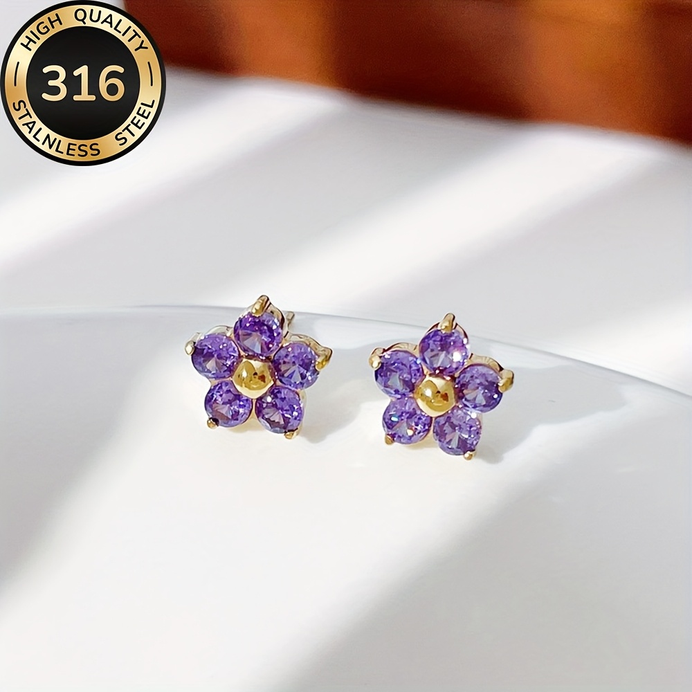 TEMU Wysokiej jakości, hipoalergiczne kolczyki sztyfty ze stali nierdzewnej 316 w kolorze złotym Odporne na blaknięcie, proste i eleganckie, modne