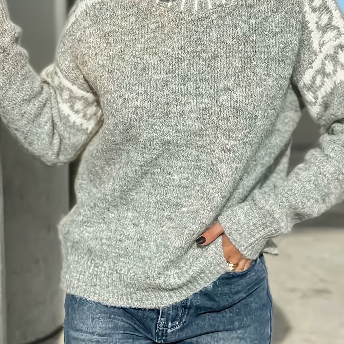 TEMU Sweter Damski Casual Oversize z Wysokim Kołnierzem – Lekka Szara, Elastyczna i Wytrzymała Odzież na Każdą Porę Roku, Miękka i Pranie Ręczne,