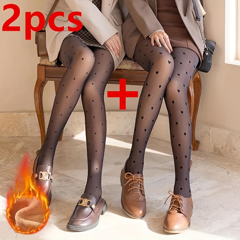 TEMU 2 szt. Zimowe Rajstopy z Nadrukiem, Seksowne Pończochy o Wysokim Stanie i Elastyczne Przezroczyste Legginsy dla Kobiet