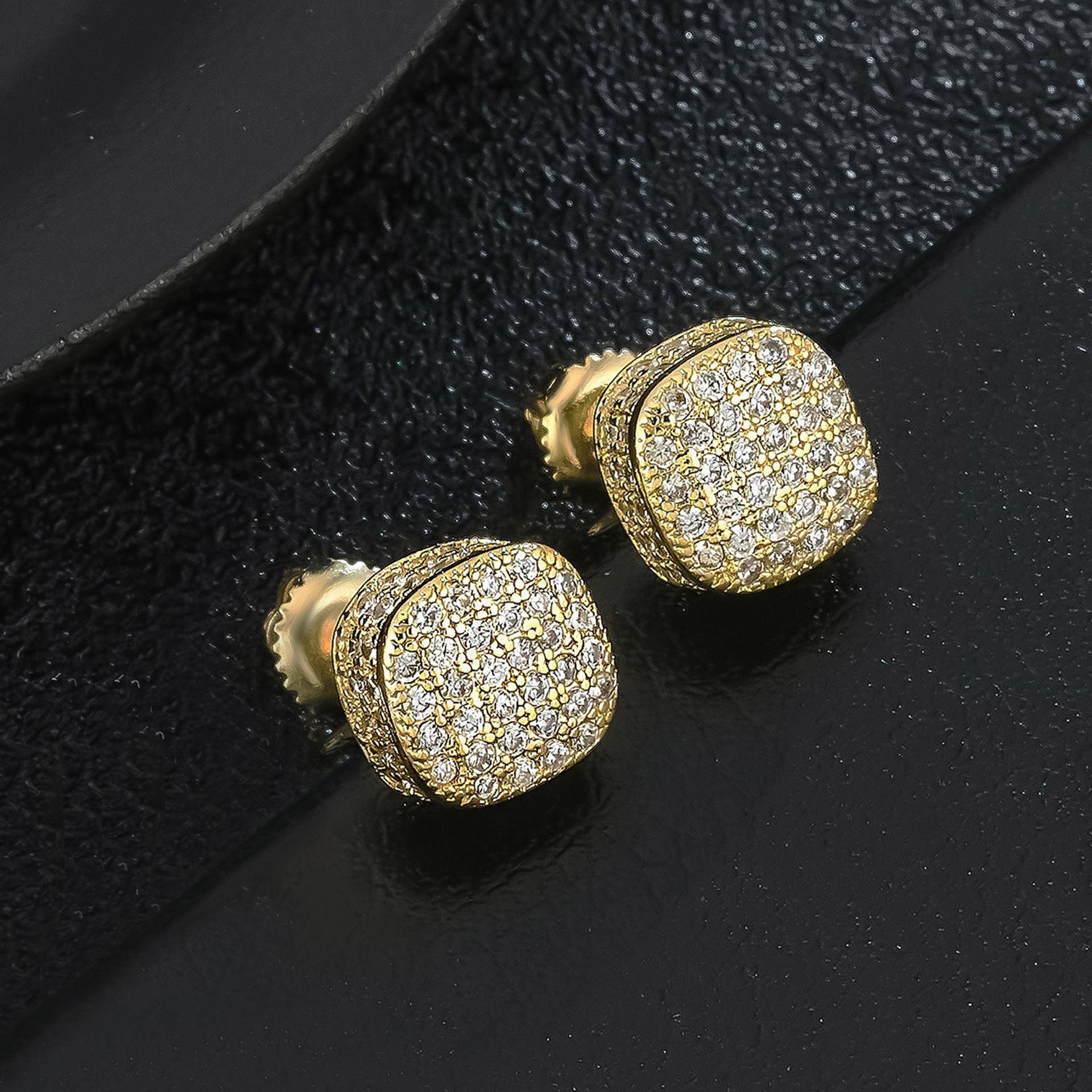 TEMU Eleganckie Kolczyki Sztyfty Kwadratowe 8mm z Błyszczącym Cyrkonem - Bez Niklu, Miedź, Idealne na Codzień i Specjalne Okazje - Doskonały Prezent