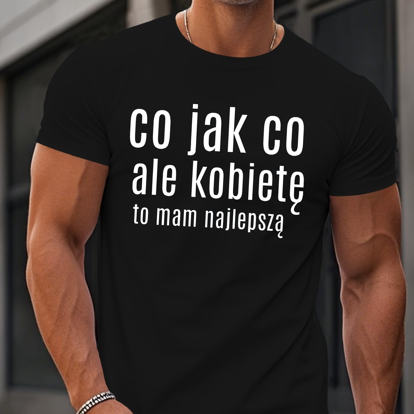 TEMU Męska Koszulka z Polskim Hasłem - 