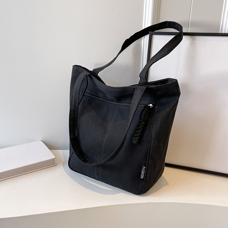 TEMU Stylowa i Przestronna Torba Tote - Duża Pojemność, Wszechstronna Torba na Ramię z Zamkiem, Casualowy , Beżowa, Idealna dla Studentów i