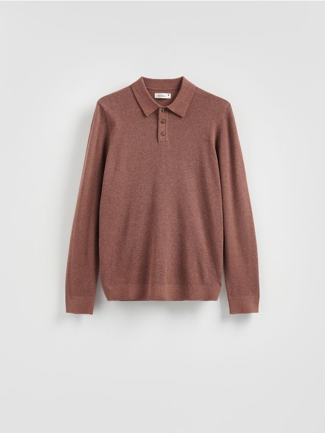 Reserved - Sweter polo z bawełną - jasnofioletowy