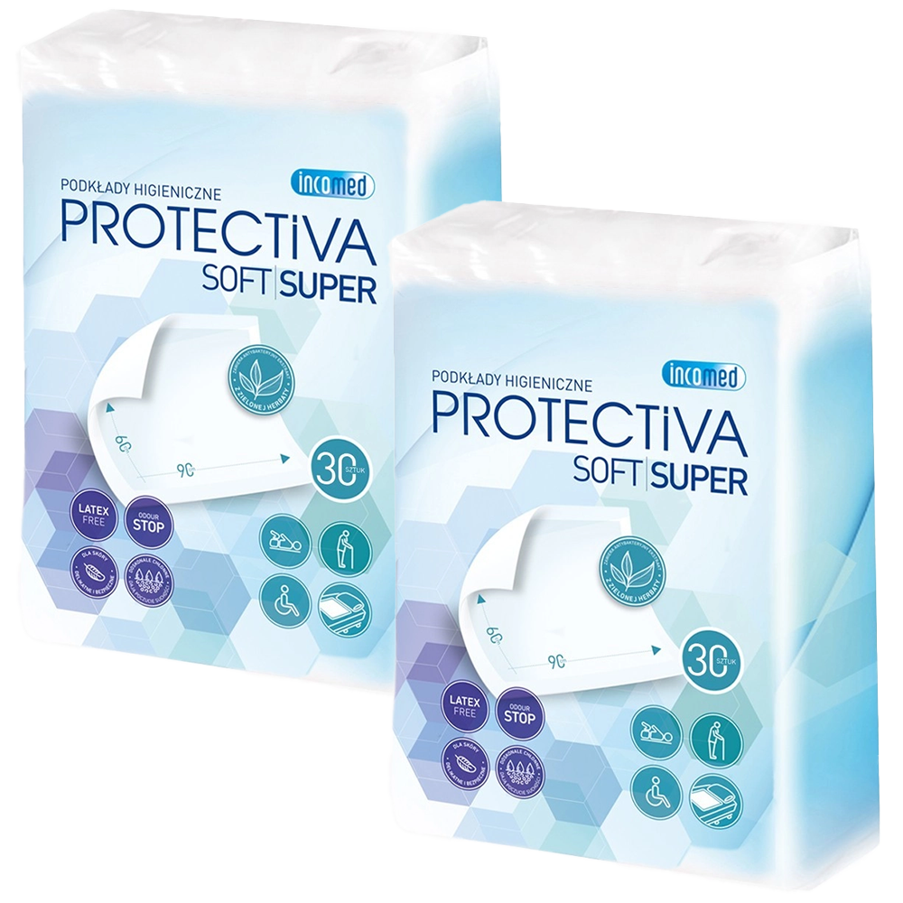 Zestaw Protectiva Soft Super, podkłady higieniczne, 60 cm x 90 cm, 2 x 30 sztuk