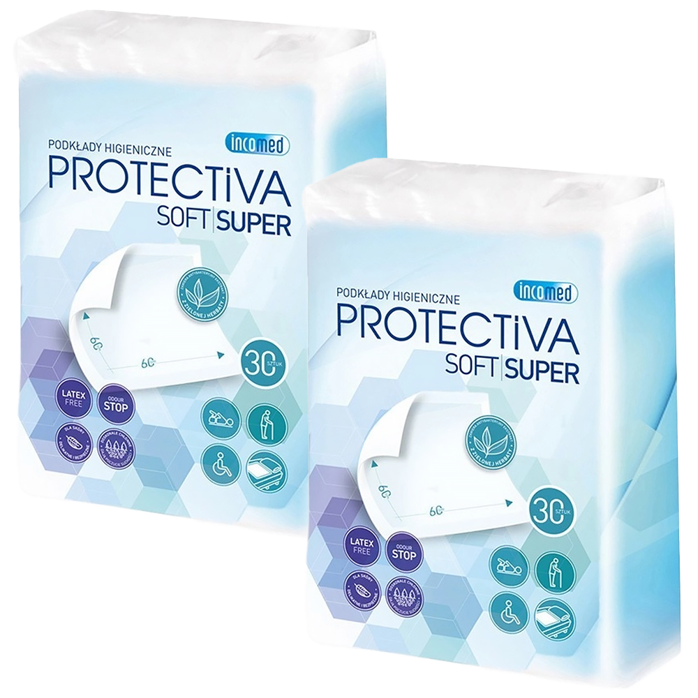 Zestaw Protectiva Soft Super, podkłady higieniczne, 60 cm x 60 cm, 2 x 30 sztuk