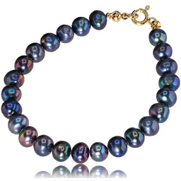 Naturalne Perły Pawie Piękna Bransoletka Złote Srebro