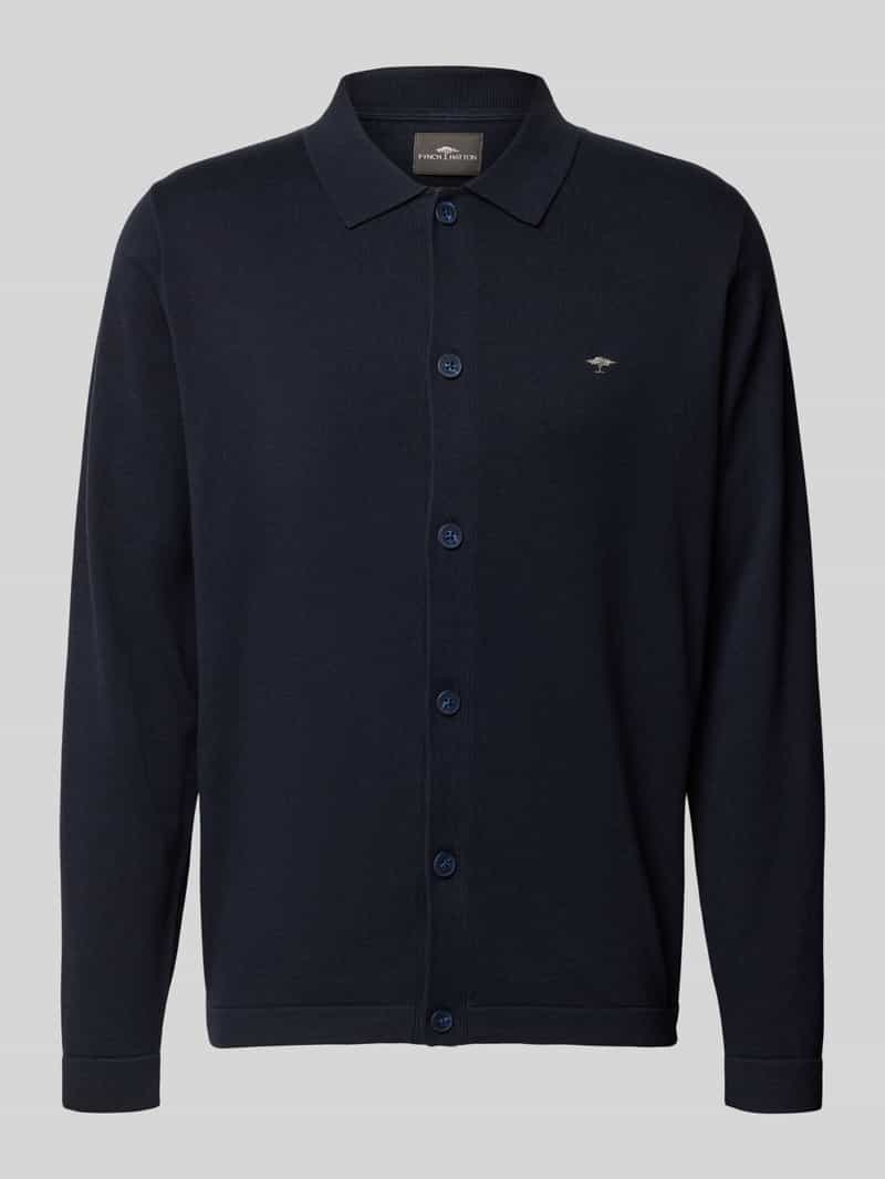 Kurtka z dzianiny z kołnierzykiem polo i wyhaftowanym logo