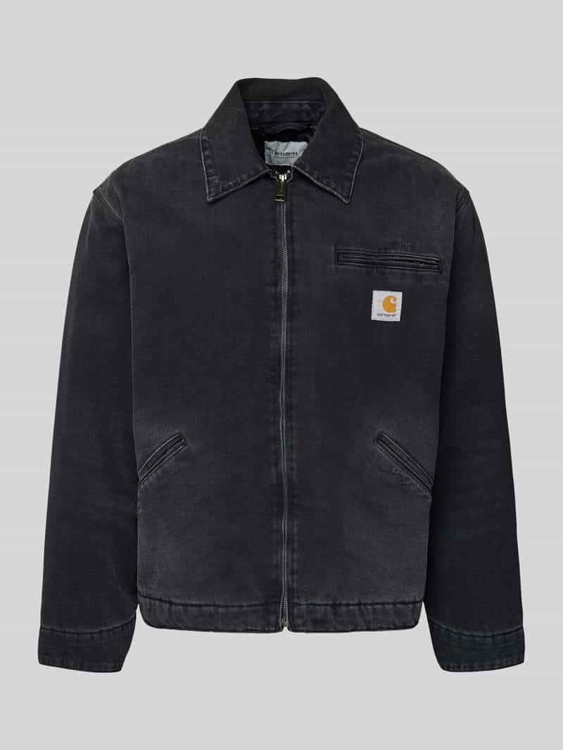 Kurtka jeansowa z zamkiem błyskawicznym i detalem z logo model ‘DETROIT’