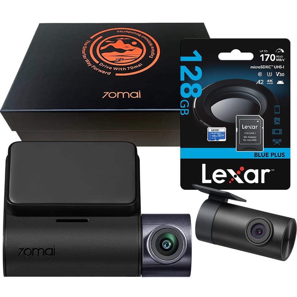 70Mai Dash Cam A410 + kamera tylna RC21 + karta Lexar 128GB Gift Box